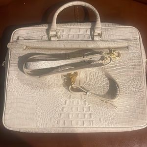 Brahmin crème laptop case, NWT.